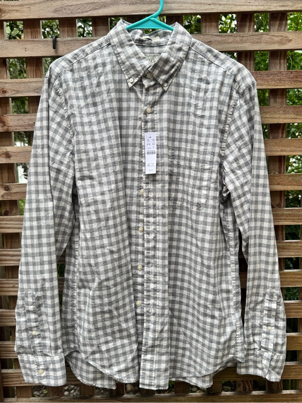 Men’s NWT J.Crew Secret Wash Cotton Gingham Button-Down Style BF792 Size M